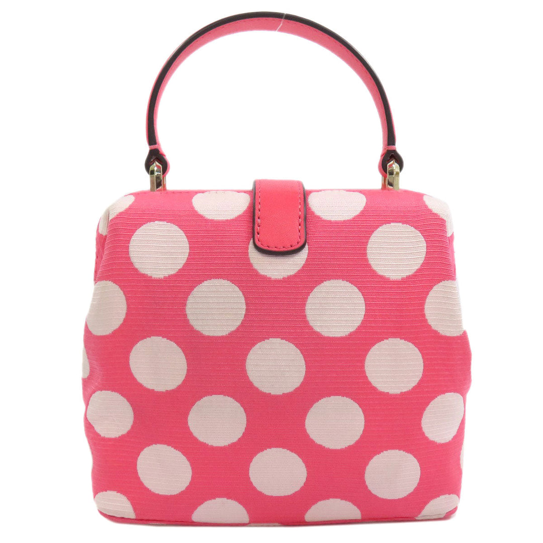 Kate Spade Handbag canvas pink Dot Pattern 2WAY Women Used Authentic