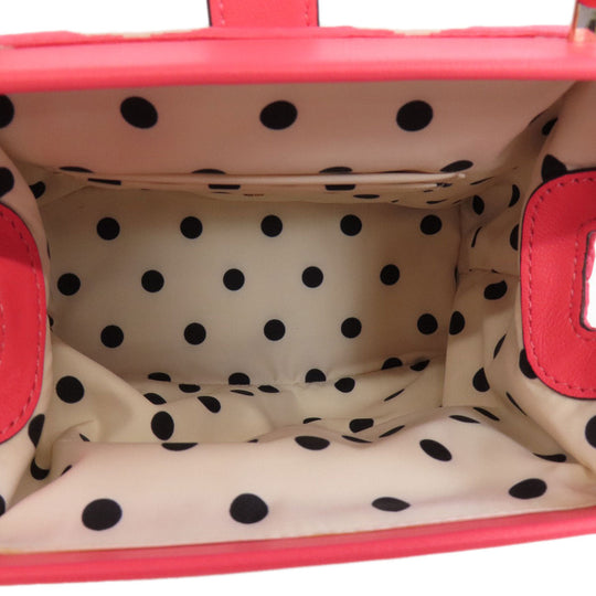 Kate Spade Handbag canvas pink Dot Pattern 2WAY Women Used Authentic