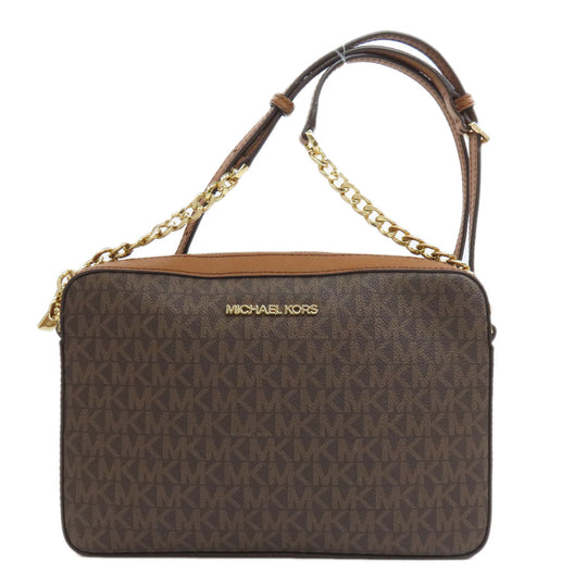 MICHAEL KORS Shoulder Bag PVC Brown MK signature Women Used Authentic