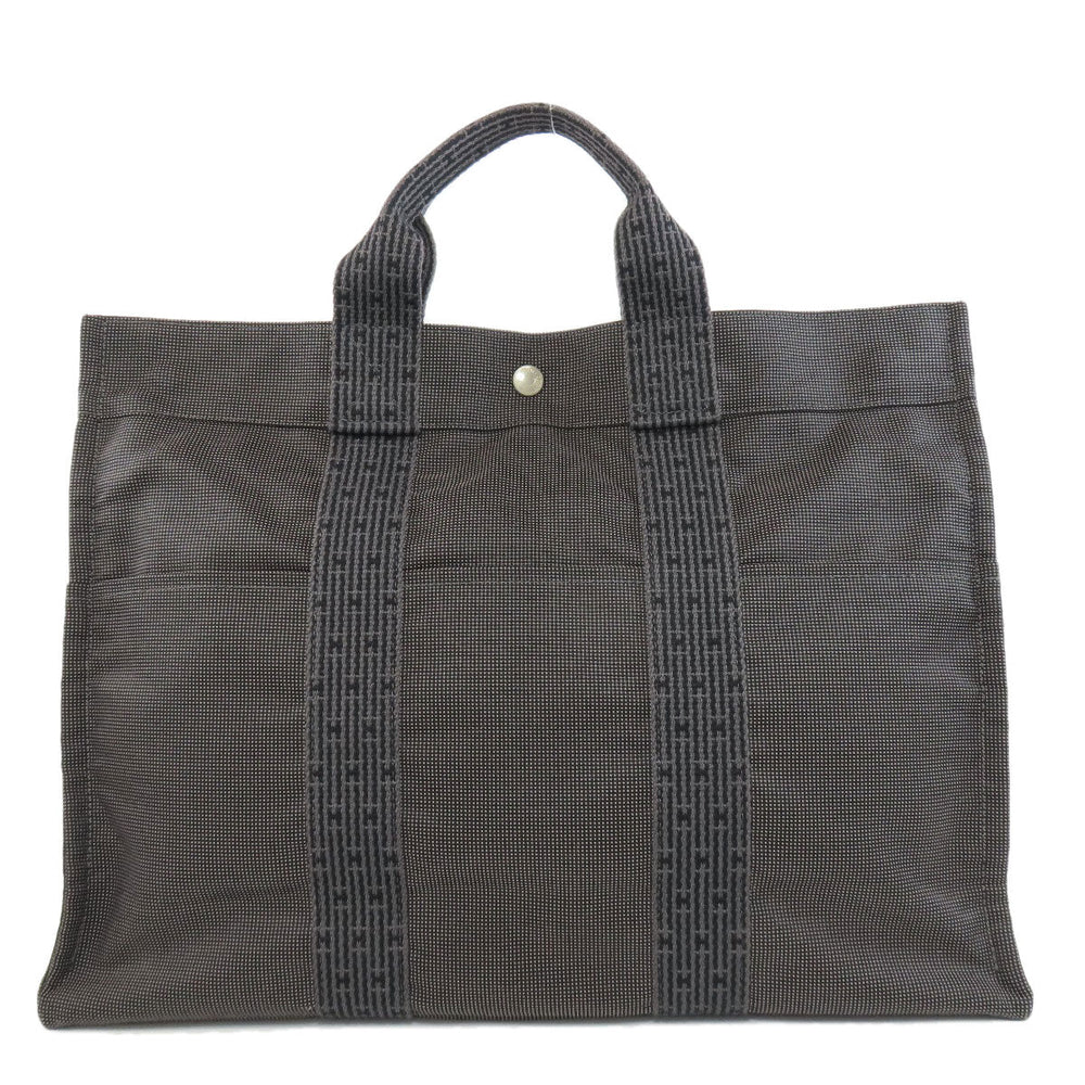 HERMES Tote Bag canvas gray Her Line Tote MM Women Used Authentic