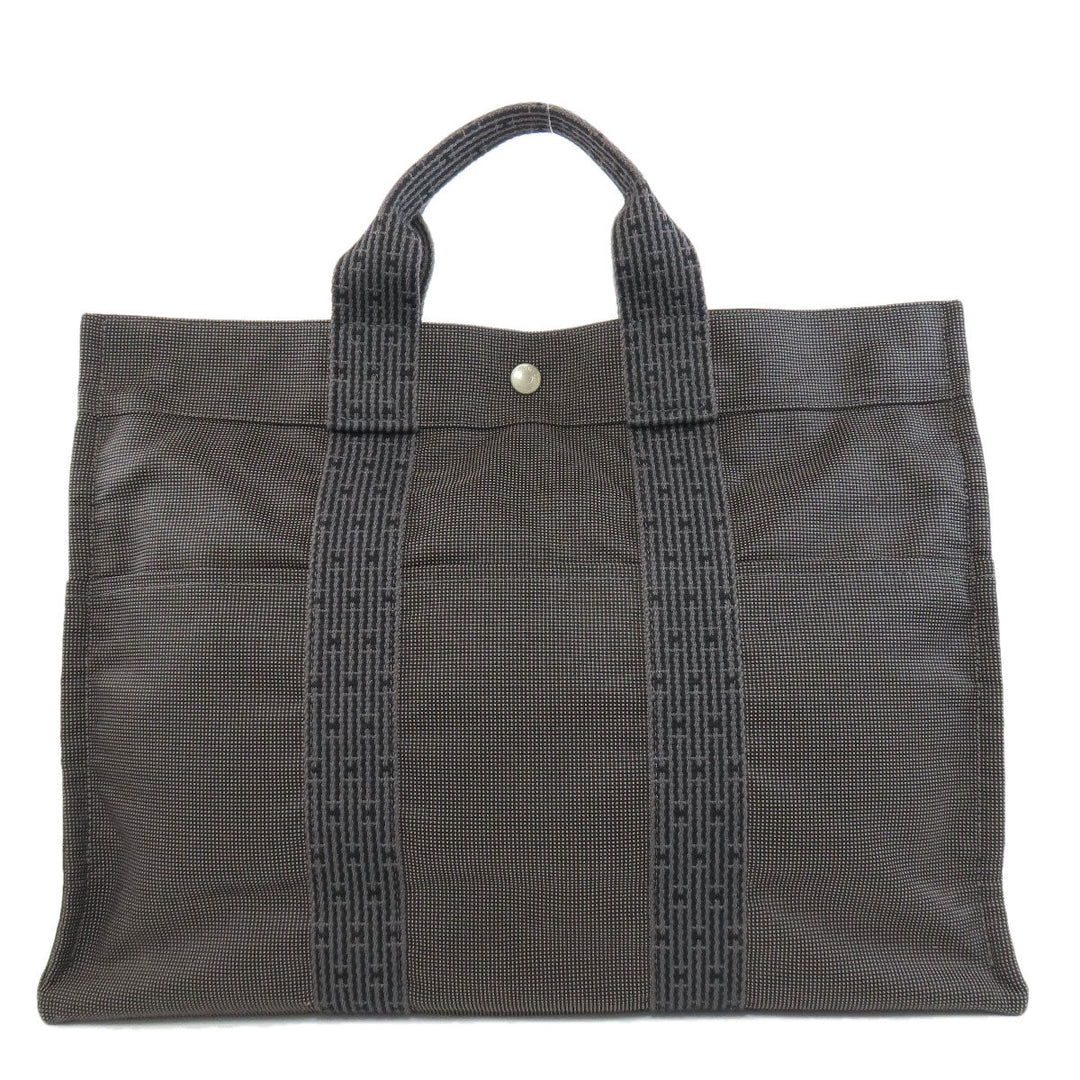 HERMES Tote Bag canvas gray Her Line Tote MM Women Used Authentic