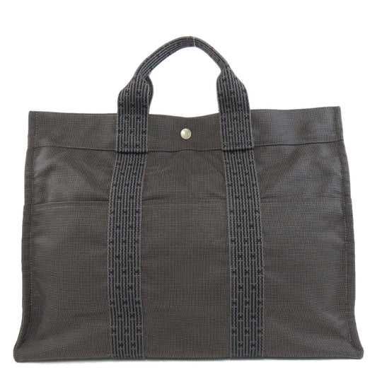 HERMES Tote Bag canvas gray Her Line Tote MM Women Used Authentic