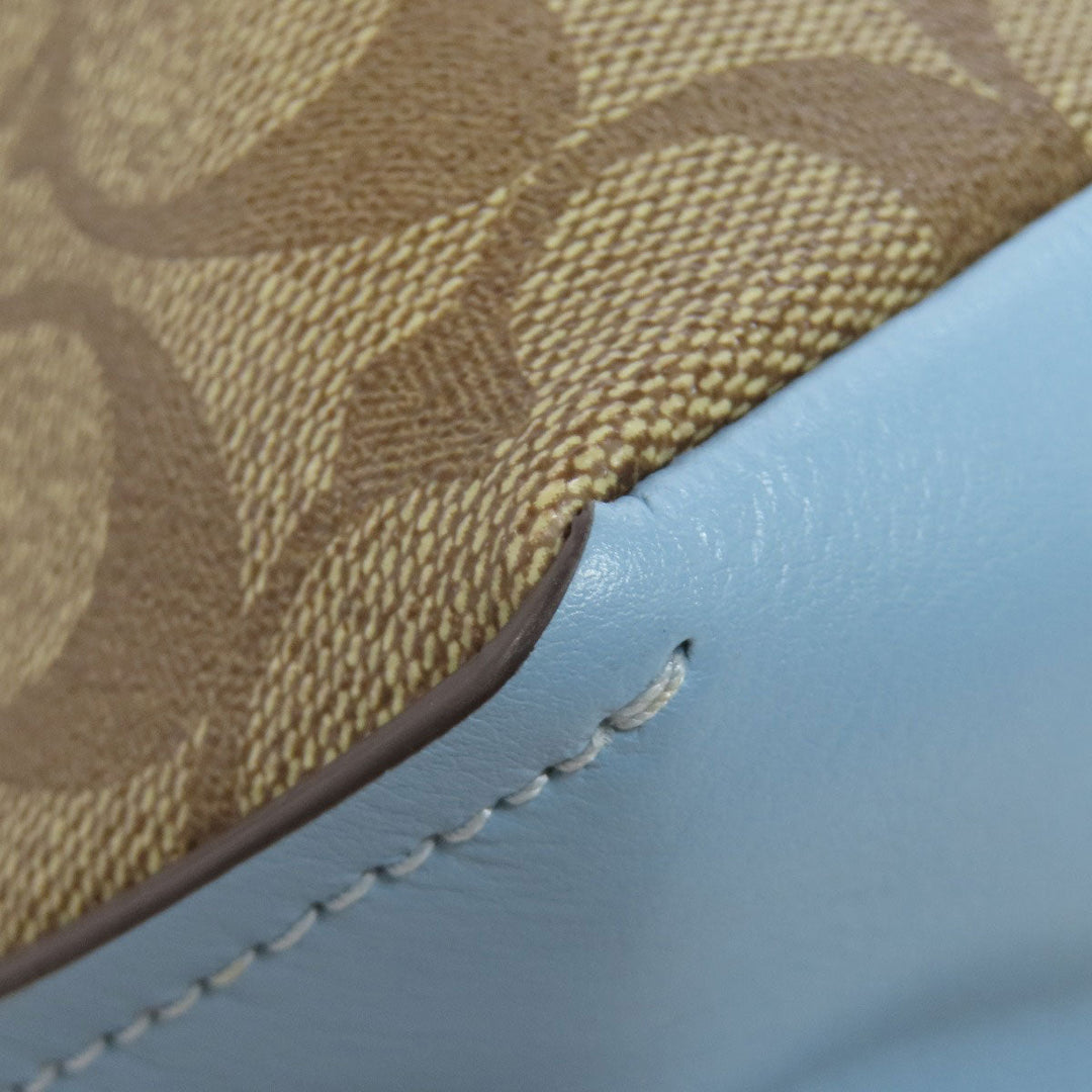 COACH Shoulder Bag F31477 PVC Brown Signature 2WAY Women Used Authentic