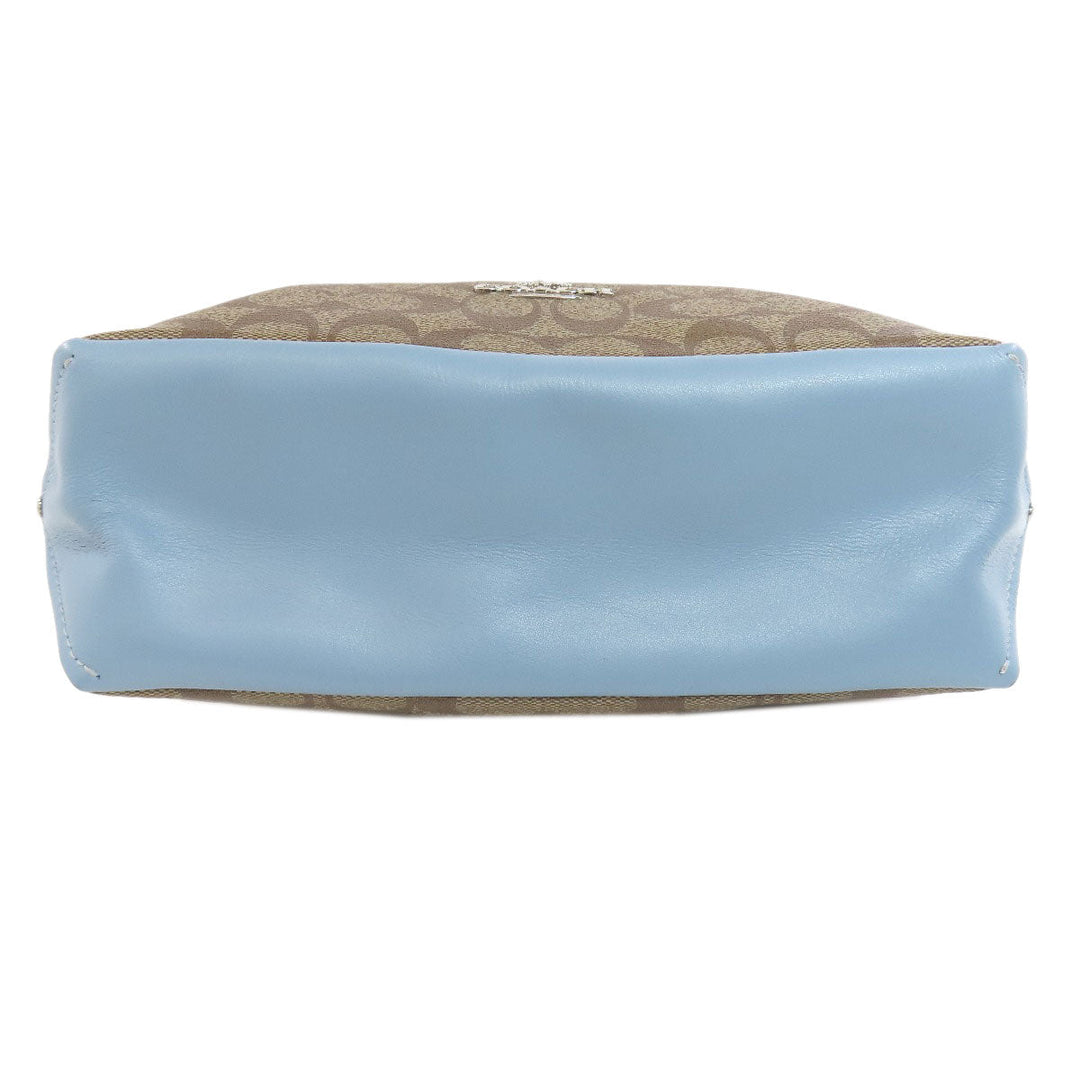 COACH Shoulder Bag F31477 PVC Brown Signature 2WAY Women Used Authentic