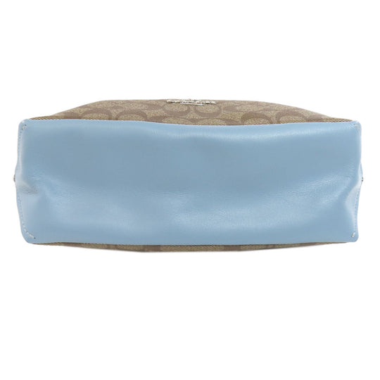 COACH Shoulder Bag F31477 PVC Brown Signature 2WAY Women Used Authentic