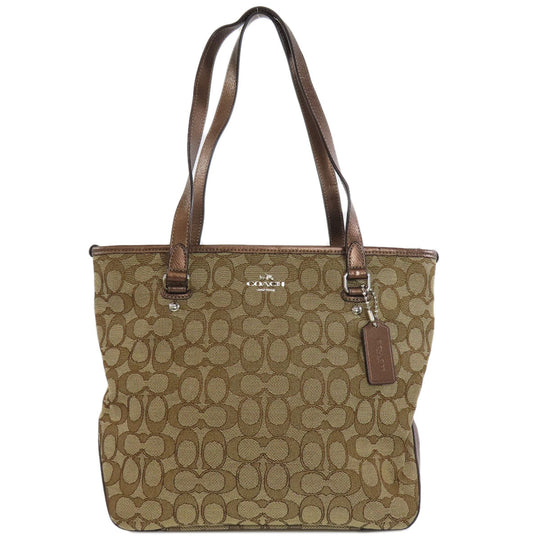 COACH Handbag F55364 canvas Brown Signature Women Used Authentic