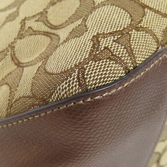COACH Handbag F55364 canvas Brown Signature Women Used Authentic