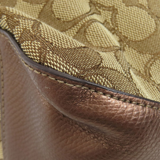 COACH Handbag F55364 canvas Brown Signature Women Used Authentic