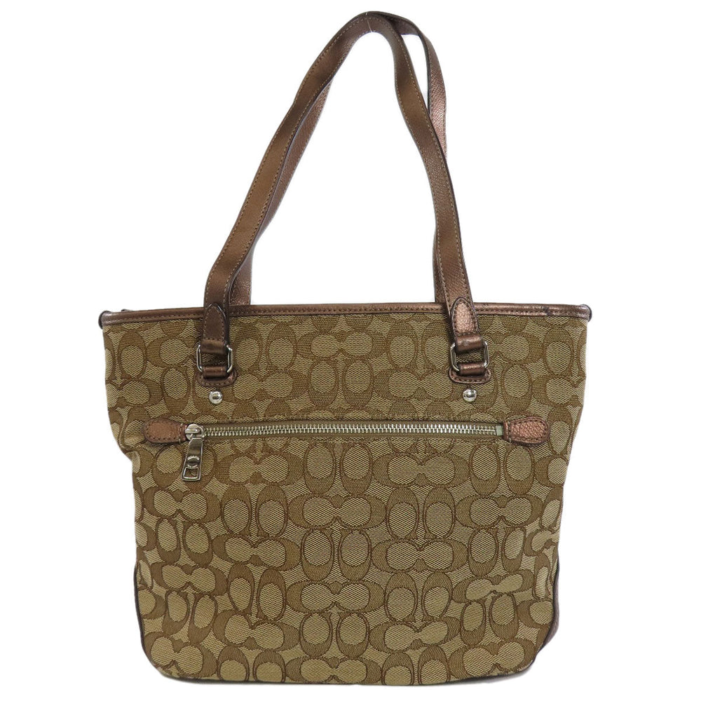 COACH Handbag F55364 canvas Brown Signature Women Used Authentic