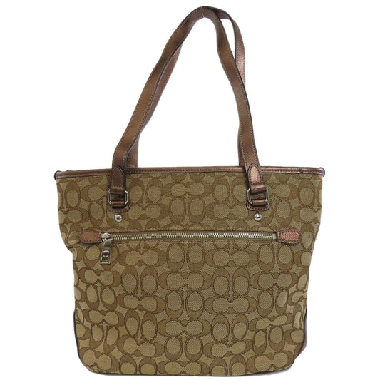 COACH Handbag F55364 canvas Brown Signature Women Used Authentic