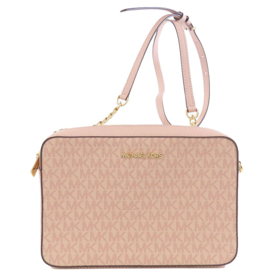 MICHAEL KORS Shoulder Bag PVC pink MK signature Women Used Authentic
