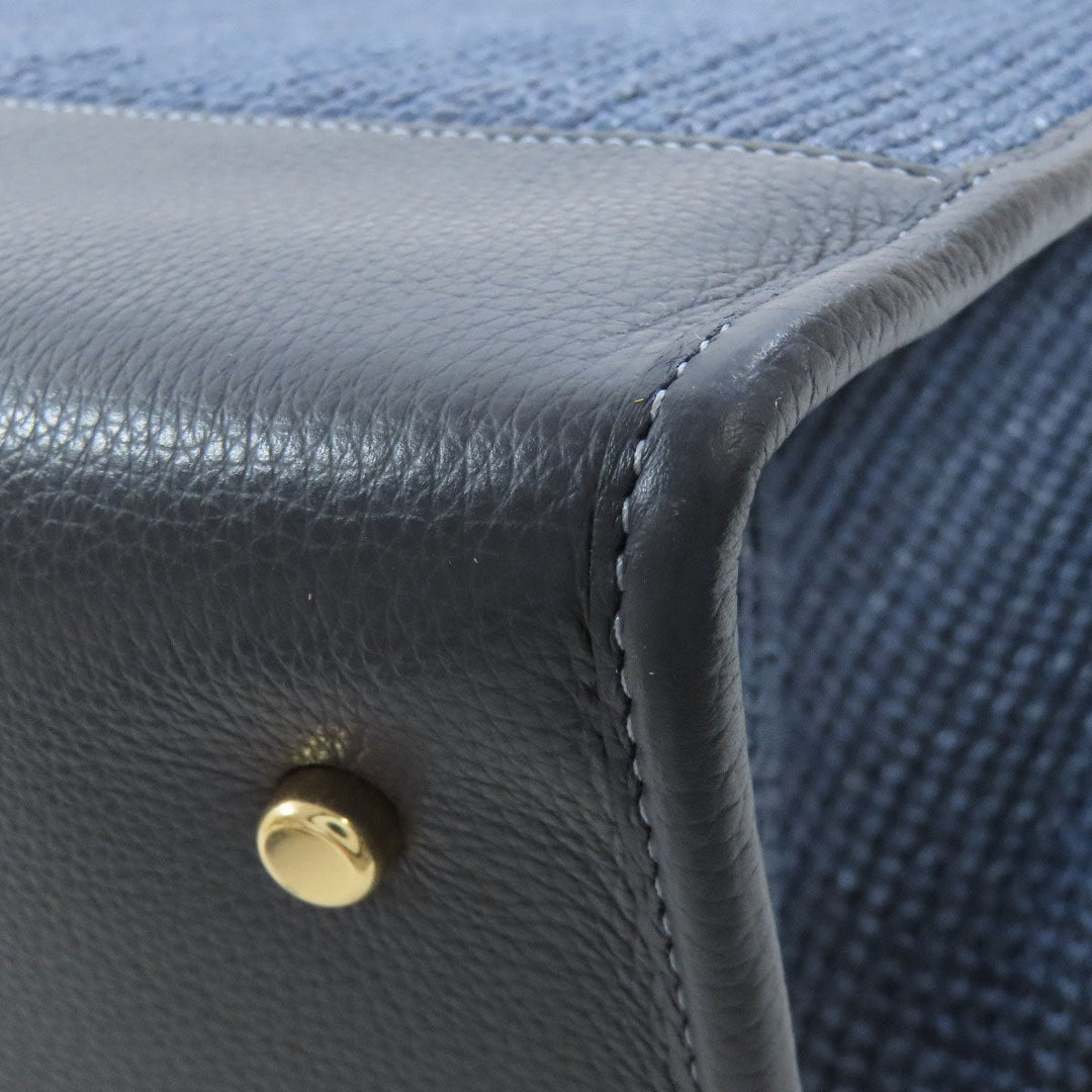 COACH Tote Bag CA593 straw Navy Dempsey 2WAY