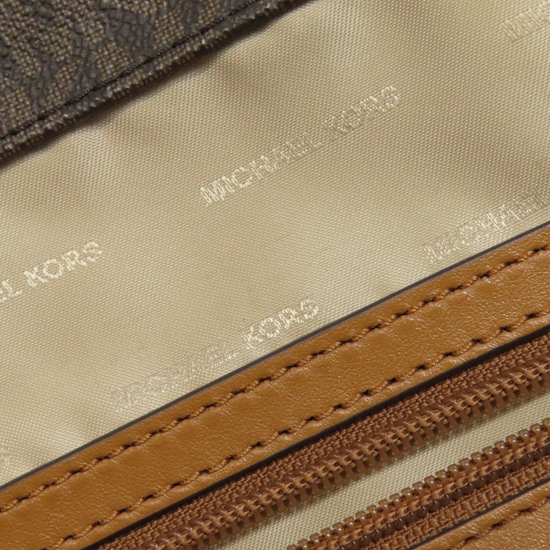 MICHAEL KORS Tote Bag PVC Brown MK signature Women Used Authentic