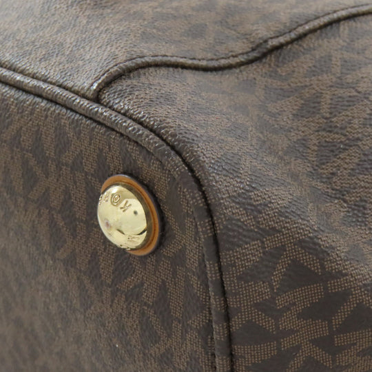 MICHAEL KORS Tote Bag PVC Brown MK signature Women Used Authentic