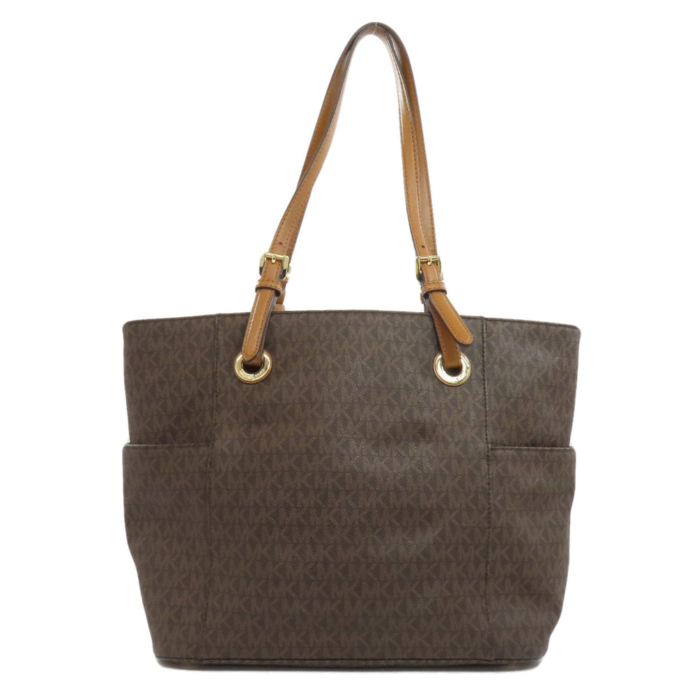 MICHAEL KORS Tote Bag PVC Brown MK signature Women Used Authentic
