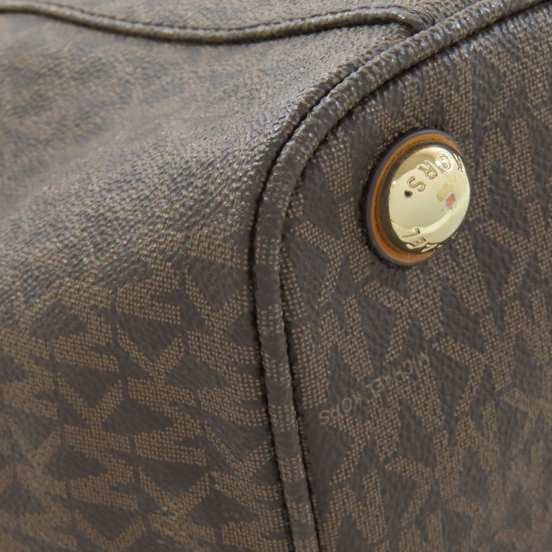 MICHAEL KORS Tote Bag PVC Brown MK signature Women Used Authentic