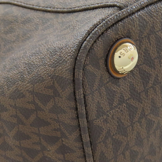 MICHAEL KORS Tote Bag PVC Brown MK signature Women Used Authentic