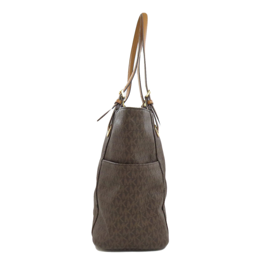 MICHAEL KORS Tote Bag PVC Brown MK signature Women Used Authentic