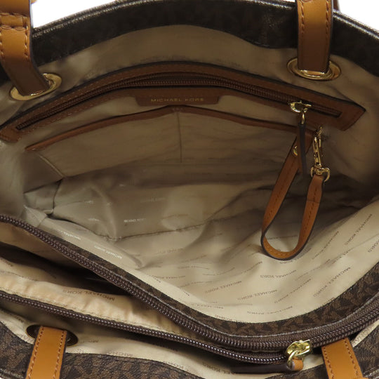 MICHAEL KORS Tote Bag PVC Brown MK signature Women Used Authentic