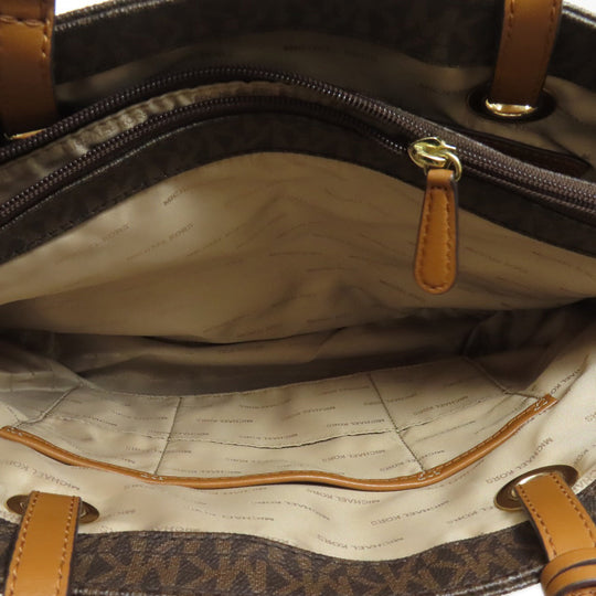 MICHAEL KORS Tote Bag PVC Brown MK signature Women Used Authentic