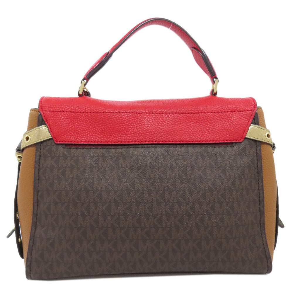 MICHAEL KORS Handbag PVC Brown MK Signature 2WAY Women Used Authentic
