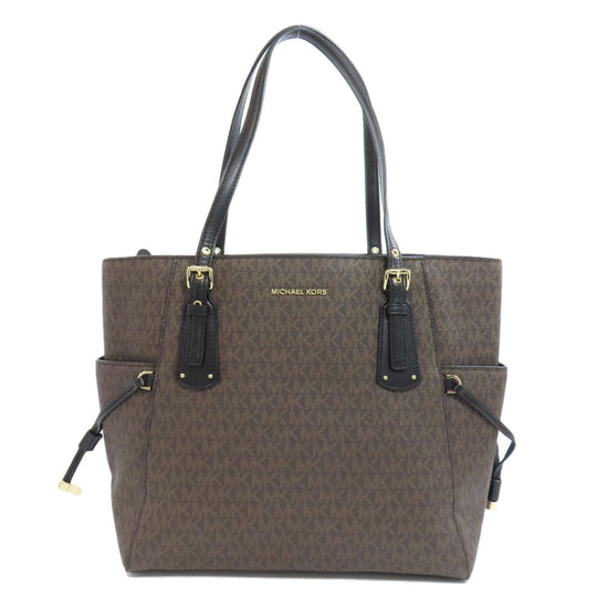 MICHAEL KORS Tote Bag PVC Brown MK signature Women Used Authentic
