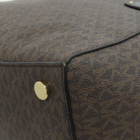 MICHAEL KORS Tote Bag PVC Brown MK signature Women Used Authentic