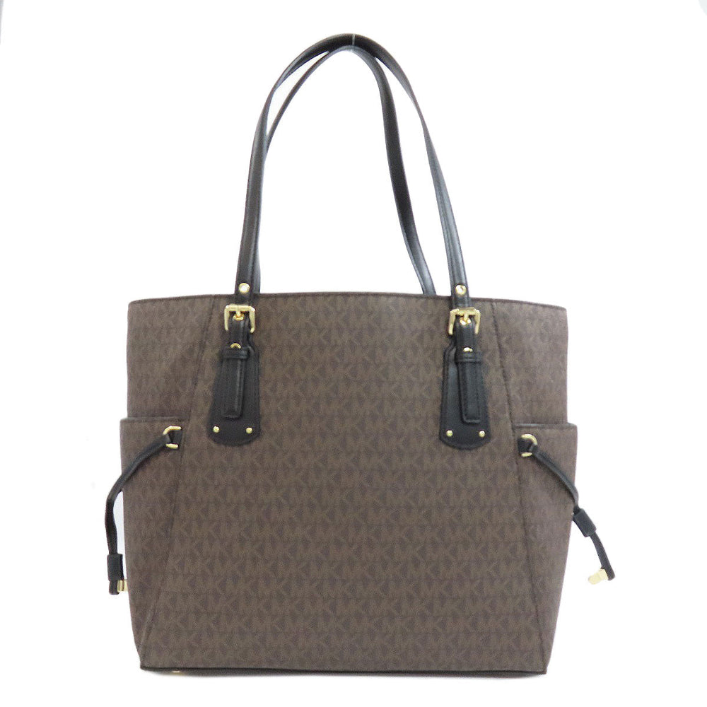 MICHAEL KORS Tote Bag PVC Brown MK signature Women Used Authentic