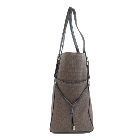 MICHAEL KORS Tote Bag PVC Brown MK signature Women Used Authentic