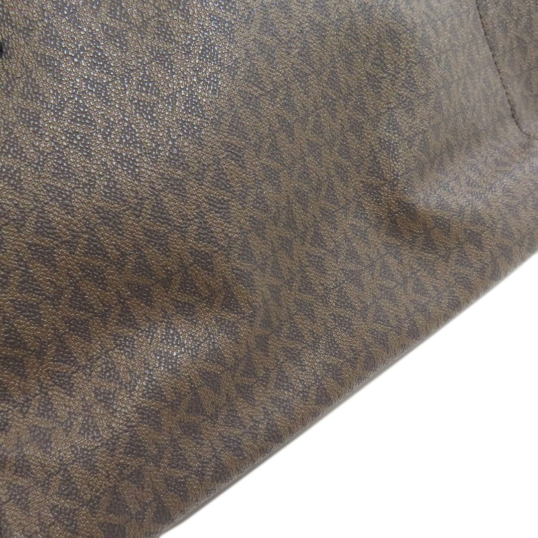MICHAEL KORS Tote Bag PVC Brown MK signature Women Used Authentic