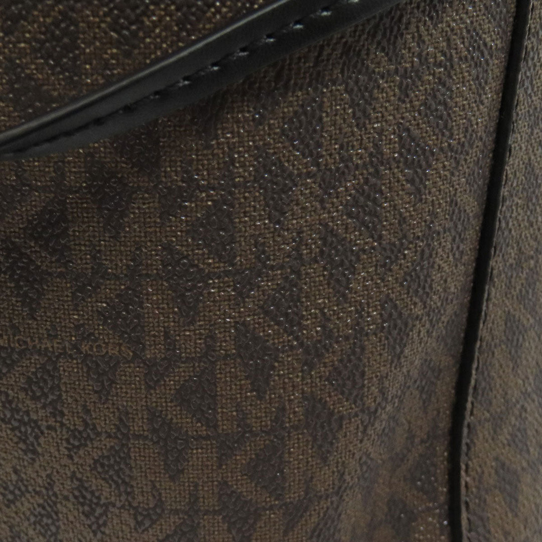 MICHAEL KORS Tote Bag PVC Brown MK signature Women Used Authentic
