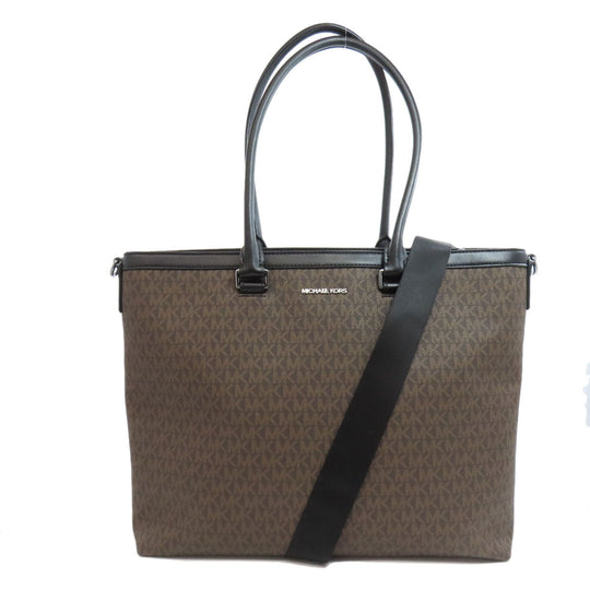 MICHAEL KORS Tote Bag PVC Brown MK signature Women Used Authentic