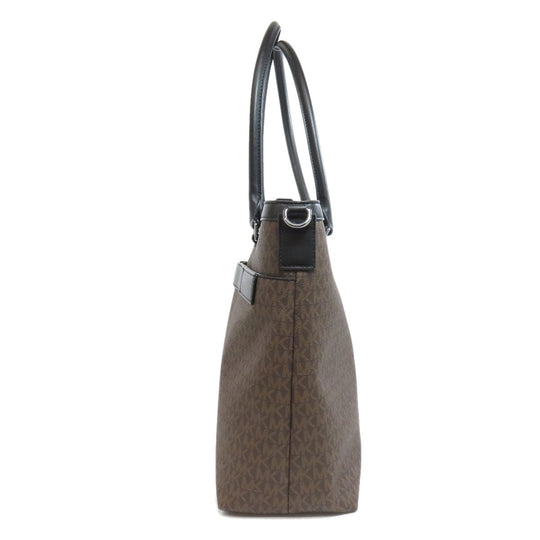 MICHAEL KORS Tote Bag PVC Brown MK signature Women Used Authentic