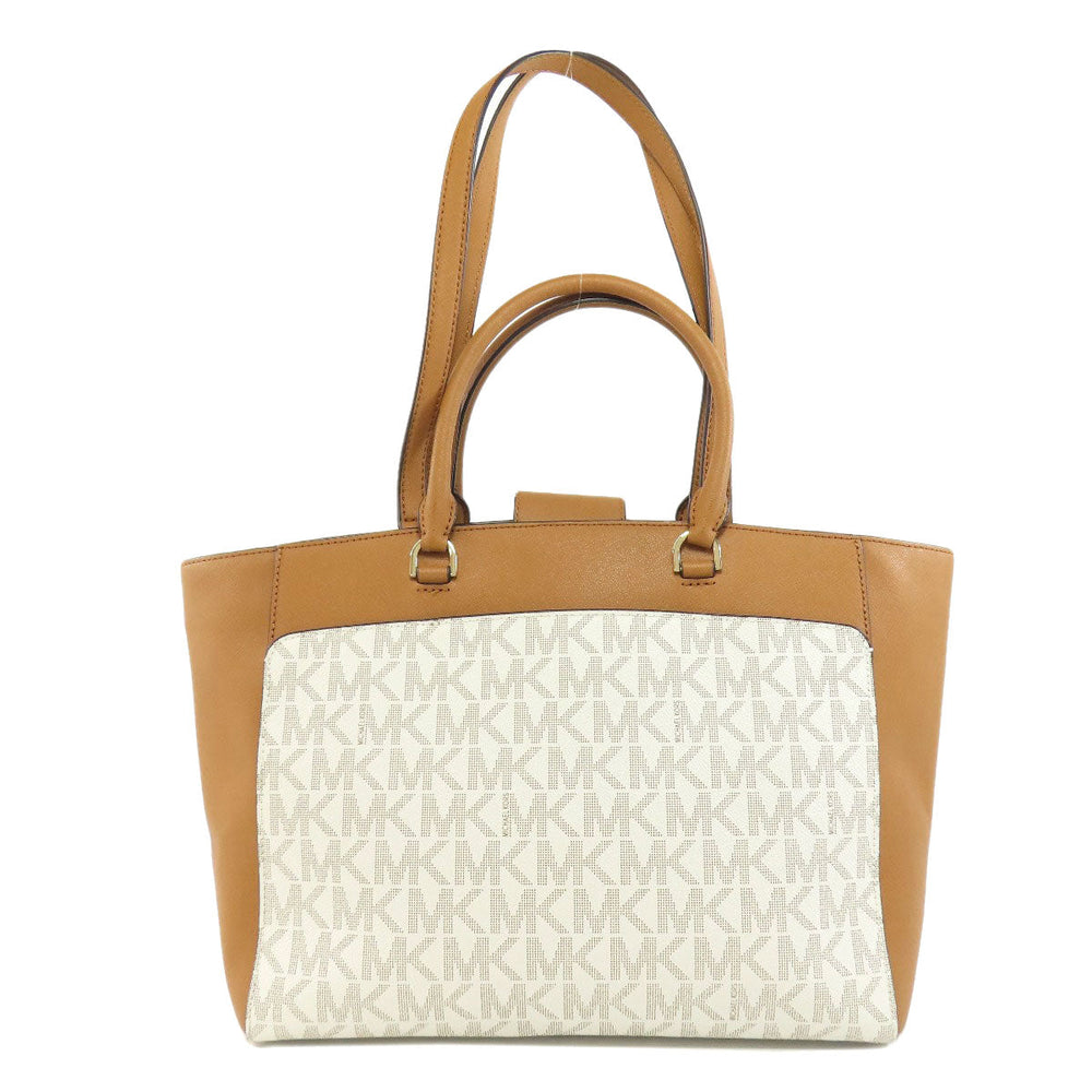 MICHAEL KORS Tote Bag PVC beige MK Signature 2WAY Women Used Authentic