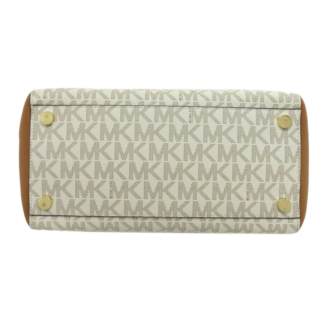 MICHAEL KORS Tote Bag PVC beige MK Signature 2WAY Women Used Authentic