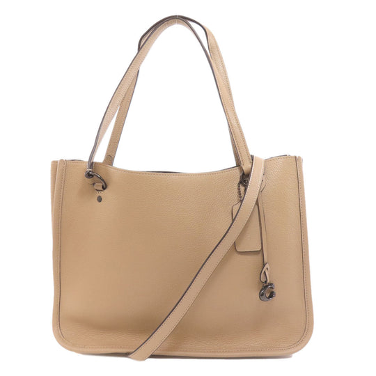 COACH Handbag C3768 leather beige Tyler Carryall 2WAY Women Used Authentic