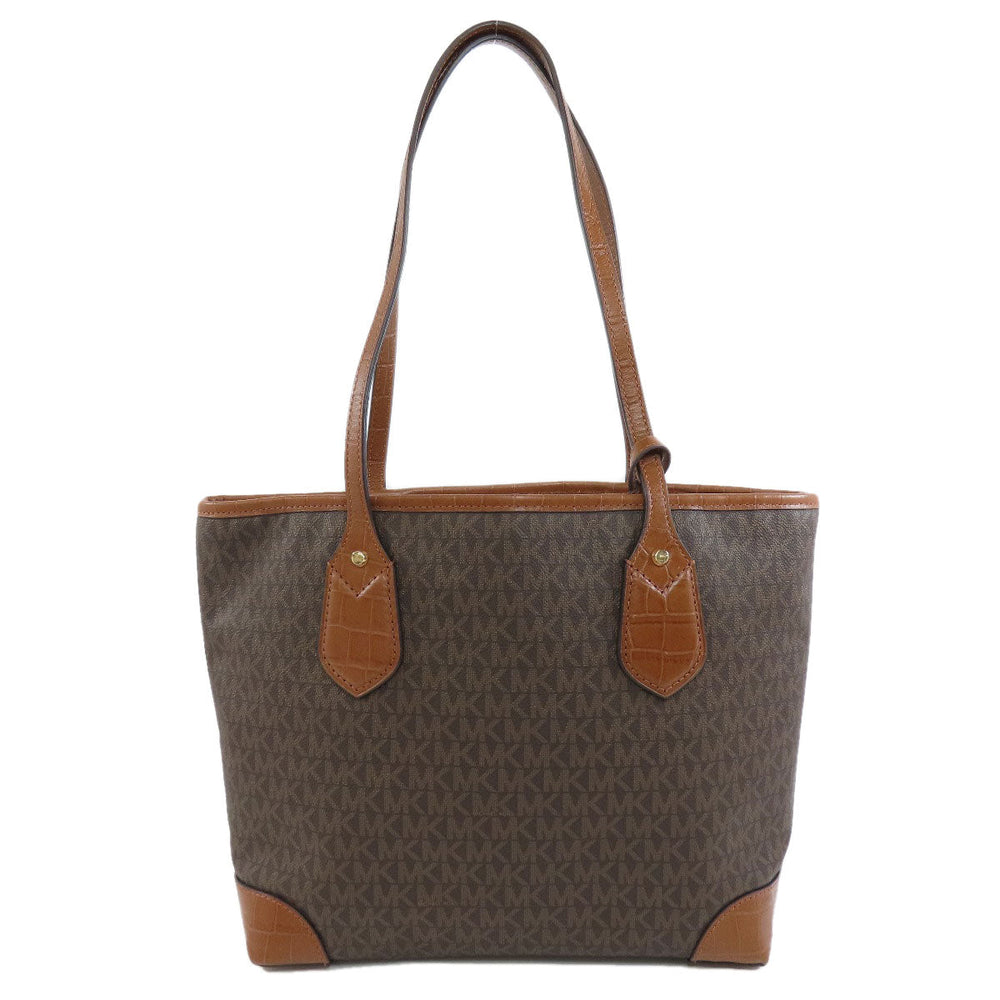 MICHAEL KORS Tote Bag PVC Brown MK signature Women Used Authentic