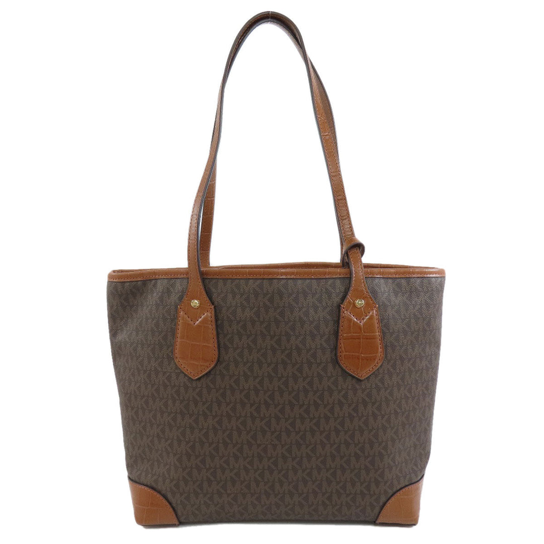 MICHAEL KORS Tote Bag PVC Brown MK signature Women Used Authentic