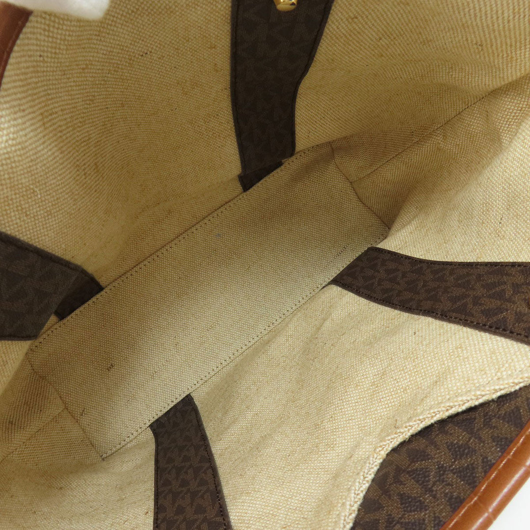 MICHAEL KORS Tote Bag PVC Brown MK signature Women Used Authentic