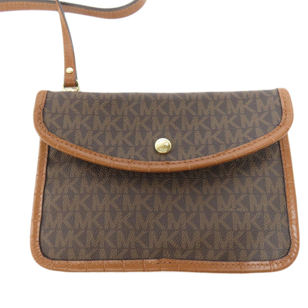 MICHAEL KORS Tote Bag PVC Brown MK signature Women Used Authentic