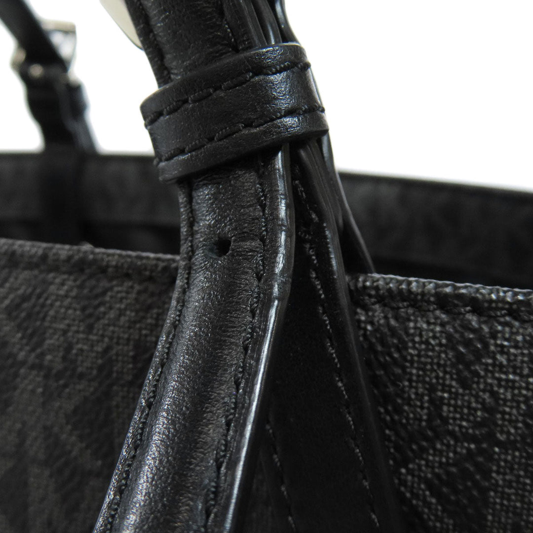 MICHAEL KORS Tote Bag PVC black MK signature Women Used Authentic