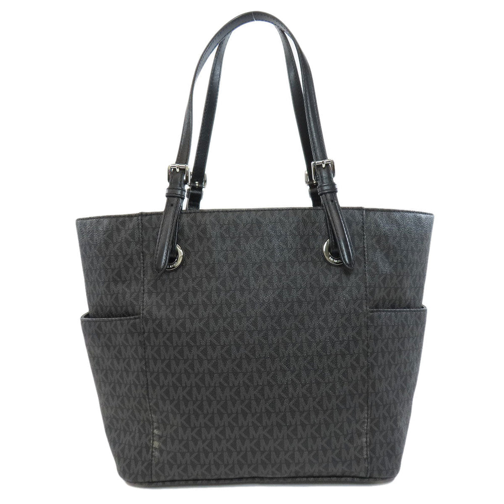 MICHAEL KORS Tote Bag PVC black MK signature Women Used Authentic