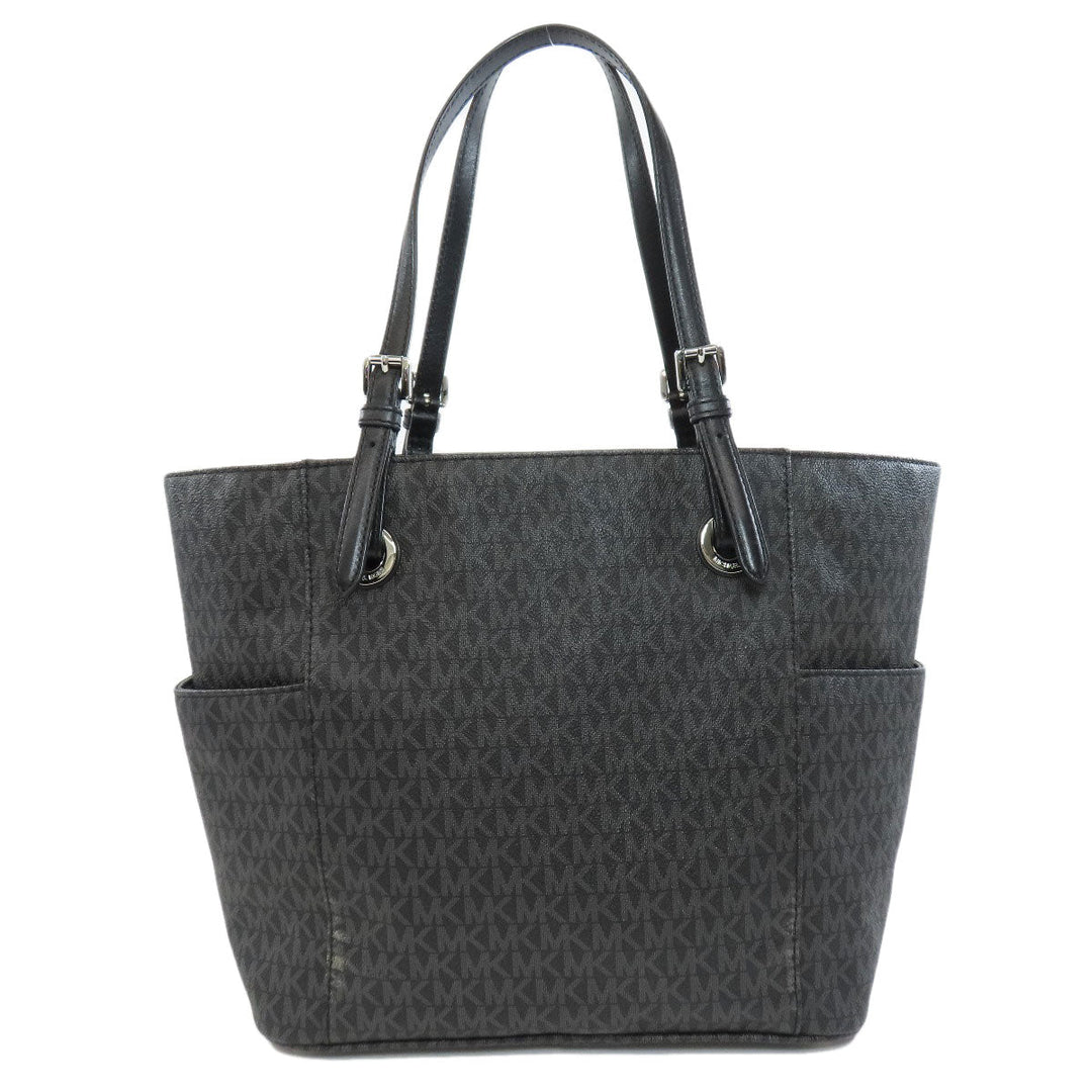 MICHAEL KORS Tote Bag PVC black MK signature Women Used Authentic