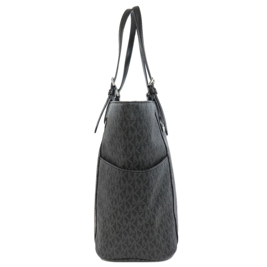 MICHAEL KORS Tote Bag PVC black MK signature Women Used Authentic