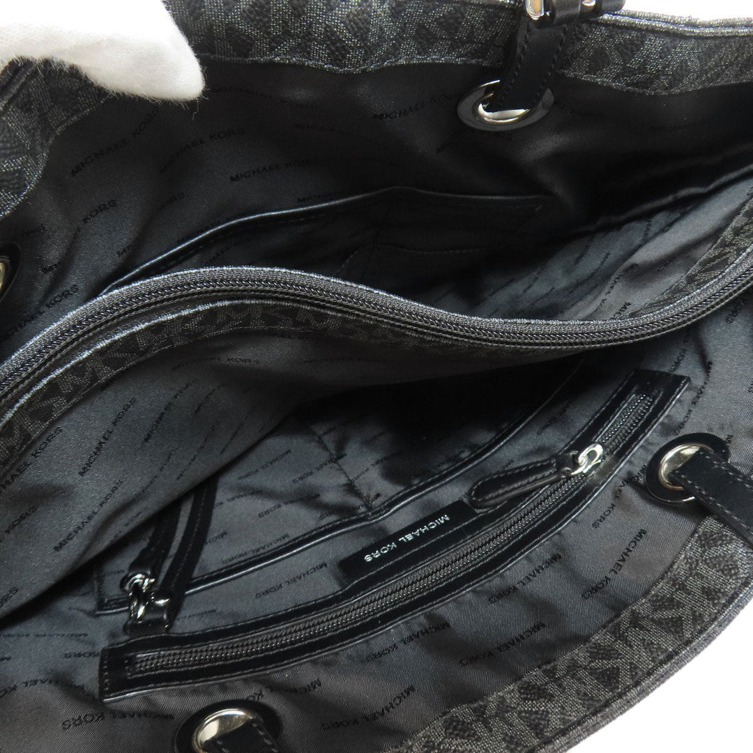 MICHAEL KORS Tote Bag PVC black MK signature Women Used Authentic