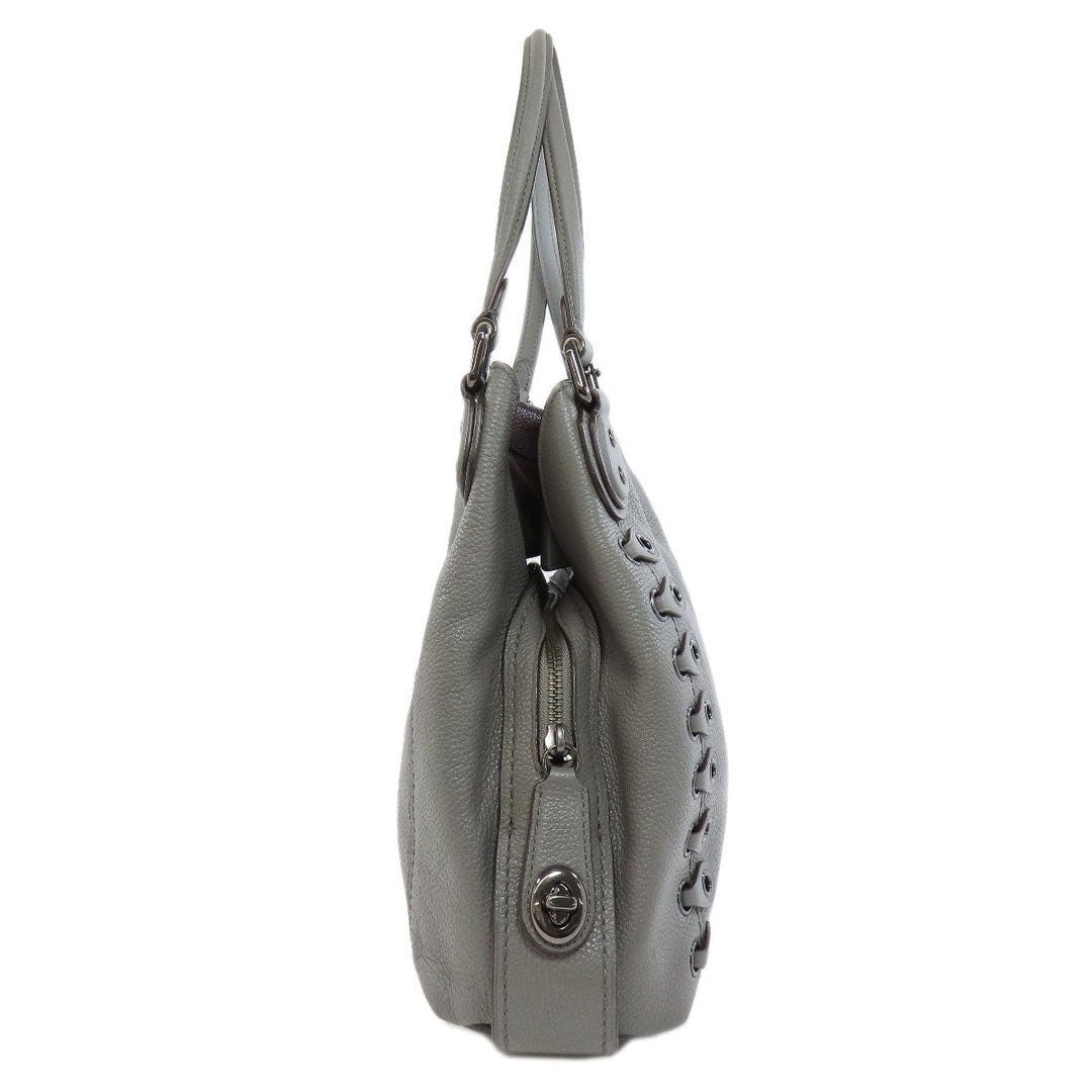 COACH Tote Bag 21348 leather gray logo