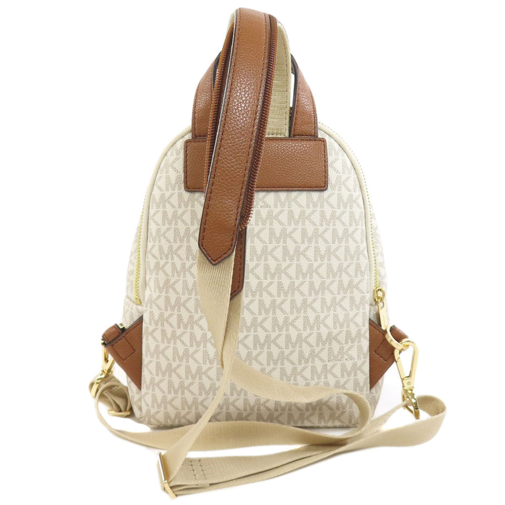 MICHAEL KORS Backpack PVC white MK signature Women Used Authentic