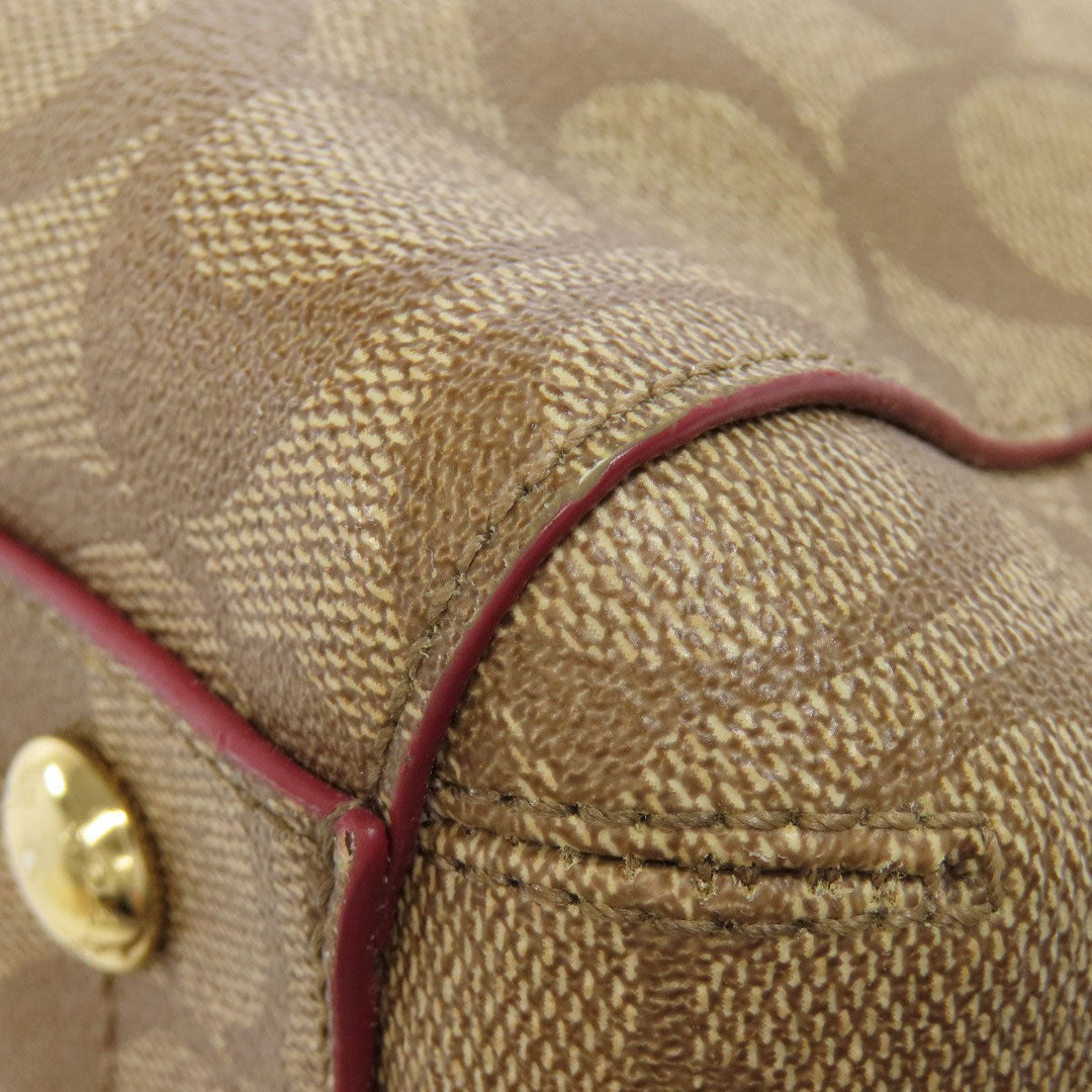 COACH Handbag F34605 PVC Brown Signature 2WAY Women Used Authentic