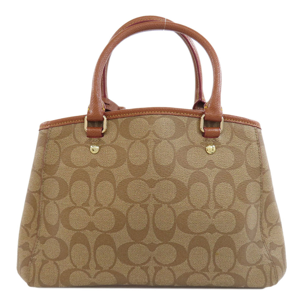 COACH Handbag F34605 PVC Brown Signature 2WAY Women Used Authentic