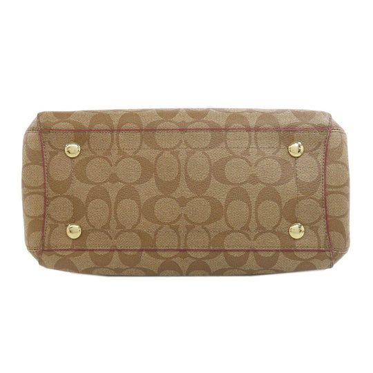 COACH Handbag F34605 PVC Brown Signature 2WAY Women Used Authentic